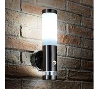 Auraglow Brushed Chrome Dual Function PIR Infrared Motion Sensor Detector LED Wall Light (Cool White)