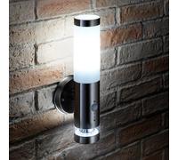 Auraglow Brushed Chrome Dual Function PIR Infrared Motion Sensor Detector LED Wall Light (Cool White)