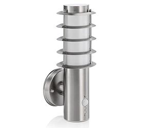 Auraglow Brushed Chrome PIR Infrared Motion Sensor Detector Outdoor LED Wall Light - Fitting Only