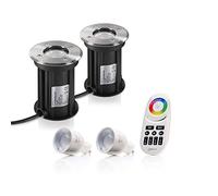 Auraglow Colour Changing Ground Lights Twin Pack, GU10 with Remote