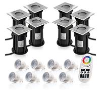 Auraglow Colour Changing Uplighters IP67 Recessed, GU10 Kit, 8 Pack