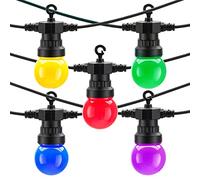 Auraglow Coloured Festoon Lights 5m, 10 LED Bulb Outdoor String Set