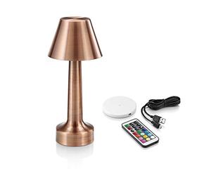 Auraglow Copper Aluminium Rechargeable Remote-Controlled Colour Changing Dimmable LED Table Lamp - Perfect for Bedside Tables, Coffee Tables, Hotels and Restaurants
