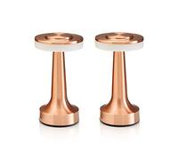 Auraglow Copper Rechargeable Touch Control Cordless LED Table Lamp - Perfect for Bedside Tables, Hotels and Restaurants - Twin Pack