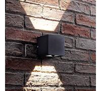Auraglow Cube Up and Down Wall Light Black, Integrated LED Warm White