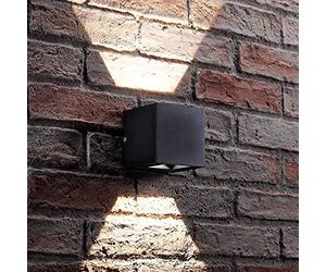 Auraglow Cube Up and Down Wall Light Black, Integrated LED Warm White