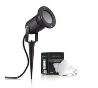 Auraglow Deep Recessed Garden Spike Light GU10 Holder IP54 Outdoor Uplighter - Cool White LED Light Bulb Included - 1 Pack