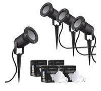 Auraglow Deep Recessed Garden Spike Light Gu10 Holder Ip54 Outdoor Uplighter - Warm White Led Light Bulb Included - Four Pack