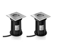 Auraglow Deep Recessed GU10 Holder Garden Ground Path Deck Light IP67 Driveway Outdoor Uplighter - Twin Pack