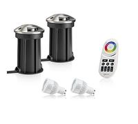 Auraglow Deep Recessed IP67 Outdoor Deck Light - Anti-Dazzle - Colour Changing with 4 Zone Remote - 2 Pack