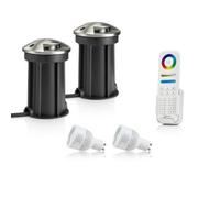 Auraglow Deep Recessed Ip67 Outdoor Deck Light - Anti-Dazzle - Colour Changing With 8 Zone Remote - 2 Pack