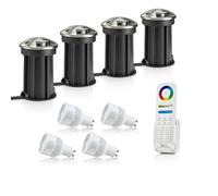 Auraglow Deep Recessed Ip67 Outdoor Deck Light - Anti-Dazzle - Colour Changing With 8 Zone Remote - 4 Pack