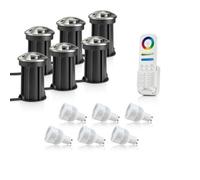 Auraglow Deep Recessed Ip67 Outdoor Deck Light - Anti-Dazzle - Colour Changing With 8 Zone Remote - 6 Pack