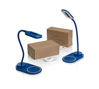Auraglow Desk Lamp with Wireless Charger, Flexible Neck LED Blue, 2 Pack
