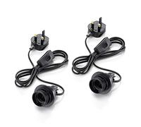 Auraglow DIY Bottle Lamp Kit Set of 2, Black Cable with Inline Switch | Turn whisky, gin or wine empties into custom table lights, no wiring, mains powered, fits 17 to 19mm necks, 2m flex