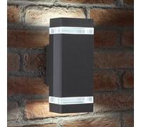 Auraglow Double Up and Down Wall Light Anthracite, Cool White, Outdoor