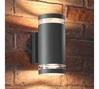 Auraglow Double Up and Down Wall Light Anthracite Grey, Warm White GU10