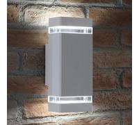 Auraglow Double Up and Down Wall Light Silver, Cool White, Indoor Outdoor