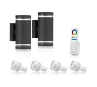 Auraglow Double Up & Down Wide Pillar Wall Light - Astra - Colour Changing With 8 Zone Remote - 2 Pack