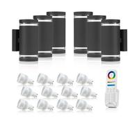 Auraglow Double Up & Down Wide Pillar Wall Light - Astra - Colour Changing With 8 Zone Remote - 6 Pack