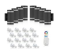 Auraglow Double Up & Down Wide Pillar Wall Light - Astra - Colour Changing With 8 Zone Remote - 8 Pack