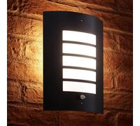 Auraglow Dusk Till Dawn Daylight Sensor Outdoor Wall Light - Black - Warm White (3000K)
