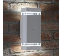 Auraglow Dusk Till Dawn Sensor Double Up & Down Outdoor Wall Security Light (Silver, Cool White)