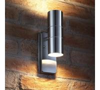 Auraglow Dusk Till Dawn Sensor Stainless Steel Up & Down Outdoor Wall Security Light (Warm White, Two Pack)