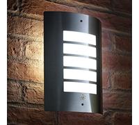 Auraglow Dusk Till Dawn Wall Light Silver, Cool White, Outdoor Sensor | Automatic photocell security lamp, E27 LED bulb included, IP44 weather resistant, for front door, porch and garage