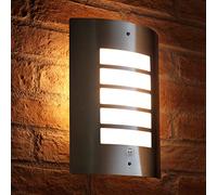 Auraglow Dusk Till Dawn Wall Light Silver, Warm White, Outdoor Sensor | Automatic photocell security lamp, E27 LED bulb included, IP44 weather resistant, for front door, porch and garage