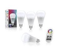 Auraglow E27 Colour Changing LED Bulbs 4 Pack with Remote, Dimmable RGB