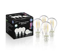 Auraglow 8W Filament Style LED B22 Dimmable A60 Bulb 60W Equivalent 806lm Warm White 2700K - High CRI Rating 97 - Pack of 4