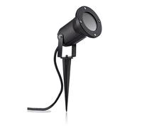 Auraglow Garden Spike Light GU10 Holder, Ground or Wall Mount, 1 Pack | Deep recessed IP54 outdoor uplighter, fitting only, takes long smart bulbs to 75mm, die cast, tempered glass, mains