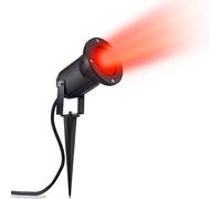 Auraglow Deep Recessed Garden Spike Light GU10 Holder IP65 Outdoor Uplighter - Red - Twin Pack