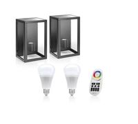 Auraglow Glass Box Wall Light - Colour Changing-2 Pack