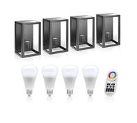 Auraglow Glass Box Wall Light - Colour Changing-4 Pack