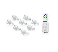 Auraglow GU10 Colour Changing LED Bulbs 8 Pack, Eight Zone Remote, RGB