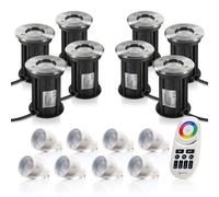 Auraglow Gu10 Recessed Ground Fitting & Colour Changing Led Light Bulb Bundle - Eight Pack