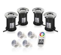 Auraglow Gu10 Recessed Ground Fitting & Colour Changing Led Light Bulb Bundle - Four Pack