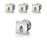 Auraglow Recessed Inset Integrated LED Wall Marker Light 3000K Warm White Indoor/Outdoor Use - Brushed Steel - Square - 4 Pack