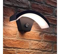 Auraglow Integrated LED Motion Sensor PIR Outdoor Wall Light Fixture Security Lamp in Modern Weatherproof (IP54) Black Arch Design - for Porch, Gardens or Driveways
