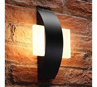 Auraglow Integrated LED Wall Light Square Black, 11W Frosted Glass | IP54 indoor outdoor warm white 3000K, 500 lumen, aluminium, no bulb changes needed, for porch and garden use