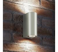 Auraglow Ip44 Outdoor Double Up & Down Wall Light - Silver - Cool White