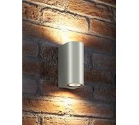 Auraglow IP44 Outdoor Double Up & Down Wall Light (Warm White, Silver)
