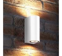 Auraglow Ip44 Outdoor Double Up & Down Wall Light - White - Warm White