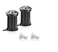 Auraglow IP67 Anti-Dazzle Stainless Steel GU10 Deck Light - Warm White - 2 Pack