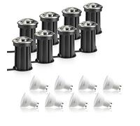 Auraglow IP67 Anti-Dazzle Stainless Steel GU10 Deck Light - Warm White - 8 Pack
