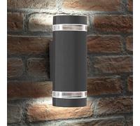 Auraglow Large Outdoor Double Up & Down Wall Light - Elton - Anthracite - Cool White