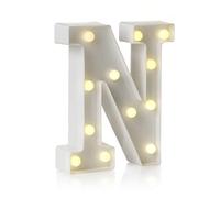 Auraglow LED Alphabet Letter & Number Light Sign Decorations, Lamp for Home Birthday Party Event, Night Lights, Battery Powered Letters and Numbers with Four Hour Timer (N)