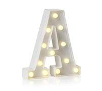 Auraglow LED Light Up Letter A Sign, Battery Powered Party Decoration | Warm white marquee style, wall mounted or freestanding, 4 hour timer, for birthdays, weddings and home events